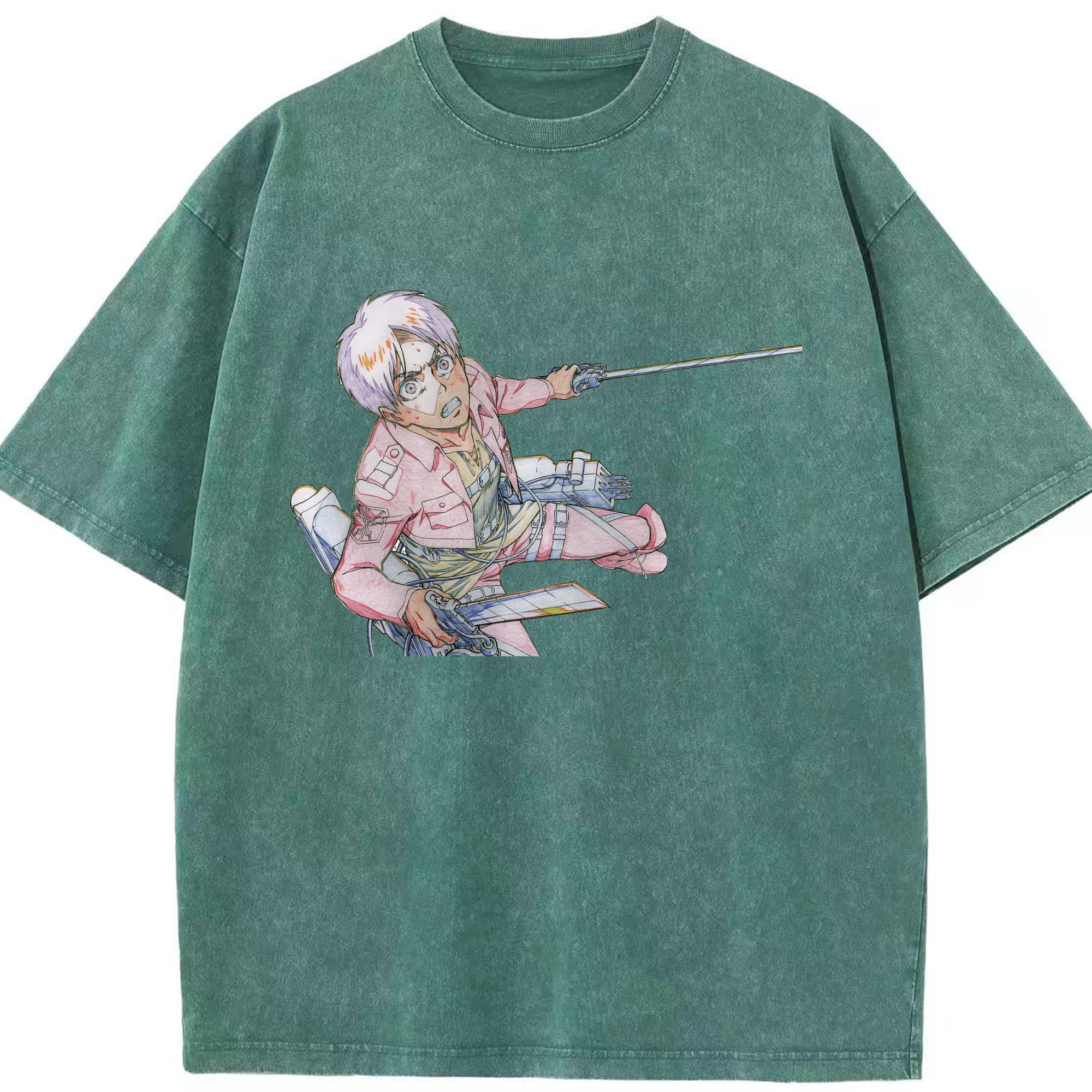 （画像用） 進撃の巨人 エレン･イェーガー Attack on Titan Eren Jäger 綿100% ヴィンテージ風 半袖Tシャツ（フロントプリント）